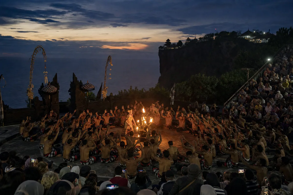 Traditional Kecak fire dance performance at Uluwatu