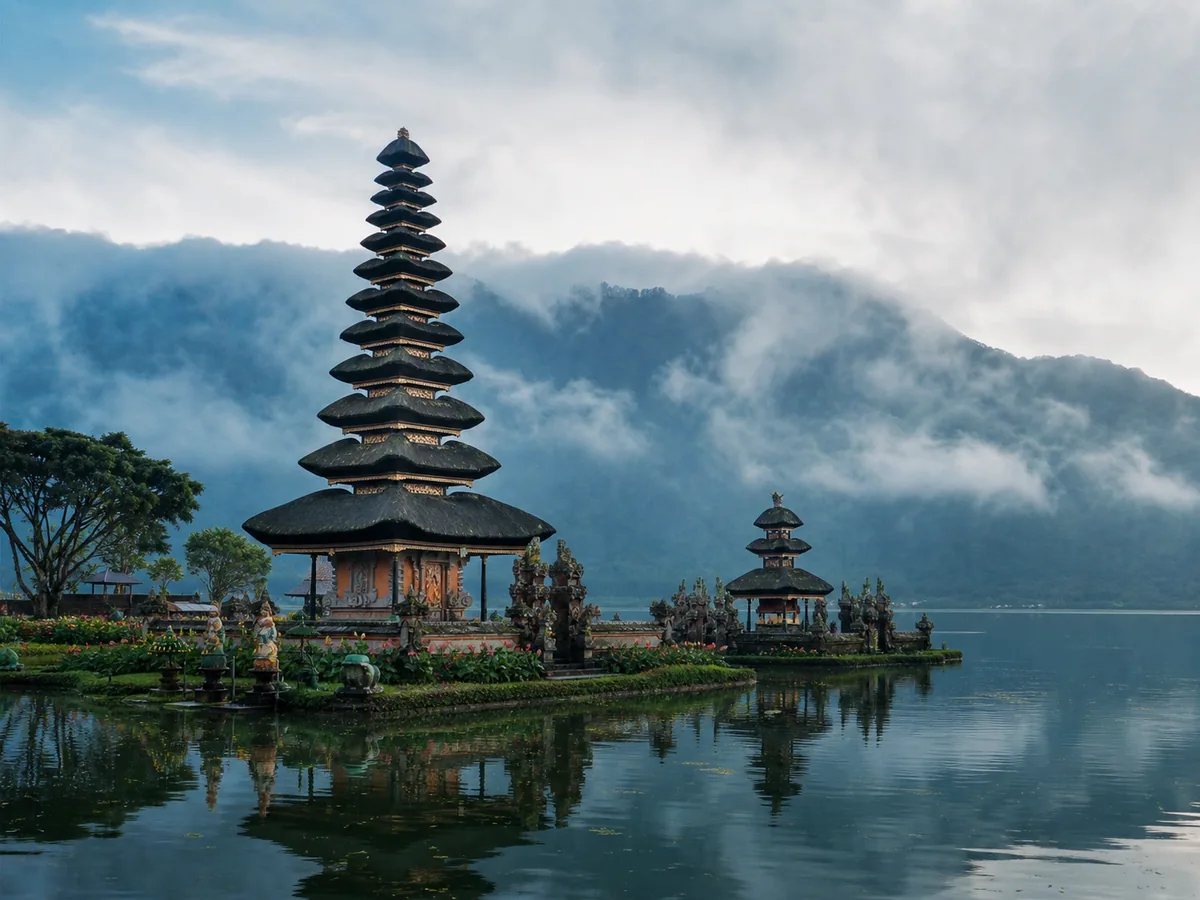 Pura Ulun Danu Bratan temple on Lake Bratan in Bedugul
